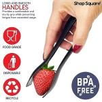 Disposable Plastic Serving Utensils - Set of 18 Black Plastic Utensils, 6 Each 6" Serving Tongs, 10” Serving Spoons, 10” Serving Forks, Buffet Serving Utensils, Party Utensils