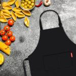 Adjustable Black Cotton Chef Apron with 2 Pockets