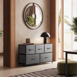 WLIVE 5-Drawer Fabric Dresser in Dark Grey
