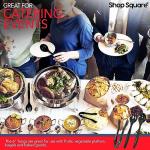 Disposable Plastic Serving Utensils - Set of 18 Black Plastic Utensils, 6 Each 6" Serving Tongs, 10” Serving Spoons, 10” Serving Forks, Buffet Serving Utensils, Party Utensils