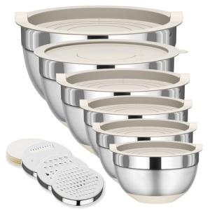 Fyrnova 6-Piece Stainless Steel Mixing Bowls Set