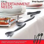 Disposable Plastic Serving Utensils - Set of 18 Black Plastic Utensils, 6 Each 6" Serving Tongs, 10” Serving Spoons, 10” Serving Forks, Buffet Serving Utensils, Party Utensils