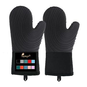 Heat-Resistant Silicone Oven Mitts Set - Black