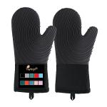 Heat-Resistant Silicone Oven Mitts Set - Black