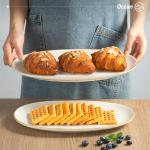 famiware Serving Platter, Oval 15.59/14.3/12.9inch Serving Dishes for Entertaining, Serving Bowls, Microwave Safe, Stoneware Serving Trays for Party, Food, Turkey, Cheese, Ocean Series, Vanilla White