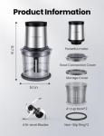 Compact Electric Food Processor with 2 Bowls