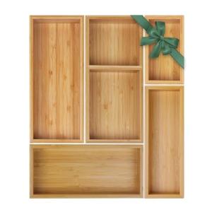 Bamboo Drawer Organizer Set - 5 Multi-Use Dividers