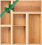 Bamboo Drawer Organizer Set - 5 Multi-Purpose Dividers