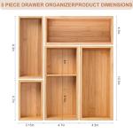 Bamboo Drawer Organizer Set - 5 Multi-Purpose Dividers