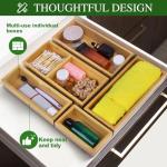 Bamboo Drawer Organizer Set - 5 Multi-Use Dividers
