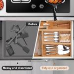 Bamboo Drawer Organizer Set - 5 Multi-Purpose Dividers