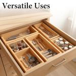 Bamboo Drawer Organizer Set - 5 Multi-Purpose Dividers