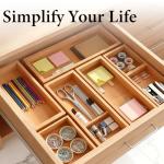 Bamboo Drawer Organizer Set - 5 Multi-Purpose Dividers