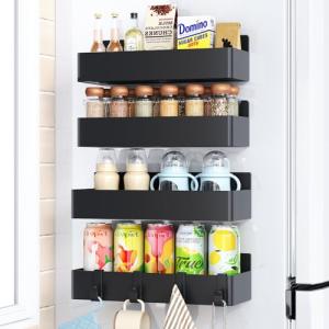 Magnetic Spice Rack Set for Refrigerator - Black