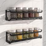 2 Pack Wall Mounted Spice Rack and Hooks