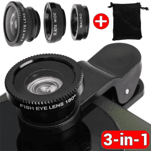 3-in-1 Fisheye Wide Angle Camera Lens for Smartphones