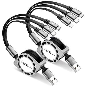 2-Pack Retractable 3A Multi Charging Cable