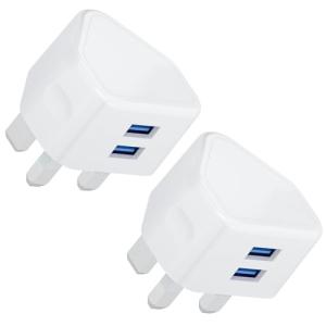 Dual Port USB Wall Charger 2-Pack for Phones