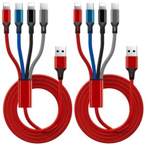 4-in-1 Multi Charging Cable 2-Pack 4Ft