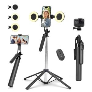 YUANRAN Selfie Stick Tripod with Remote and Lights