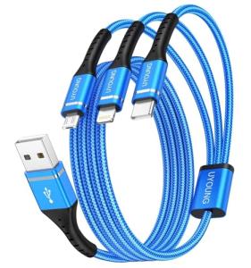 3-in-1 Multi Charging Cable 6FT - 2 Pack
