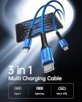 3-in-1 Multi Charging Cable 6FT - 2 Pack