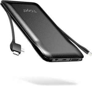 TG90° 10,000mAh Portable Charger with Built-in Cables