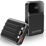 WIXLI 10000mAh Portable Charger with Built-in Cable, PD 22.5W Fast Charging USB C Battery Pack, Cell Phone Power Bank LCD Display for iPhone 16/16 Pro/16 Plus/15/14/13/12/11/X, Samsung, etc