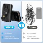 WIXLI 10000mAh Portable Charger with Built-in Cable, PD 22.5W Fast Charging USB C Battery Pack, Cell Phone Power Bank LCD Display for iPhone 16/16 Pro/16 Plus/15/14/13/12/11/X, Samsung, etc