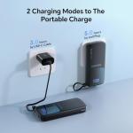 POERUNI. 10000mAh Power Bank with a Built-in AC Wall Plug Led Display and Two Built-in Cables.USB-C Fast Charging Compatible with iPhone,Samsung,and Android Smartphones, Portable Charger with Travel.