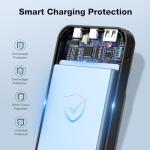 WIXLI 10000mAh Portable Charger with Built-in Cable, PD 22.5W Fast Charging USB C Battery Pack, Cell Phone Power Bank LCD Display for iPhone 16/16 Pro/16 Plus/15/14/13/12/11/X, Samsung, etc