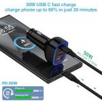 Multi 4 Ports Fast Car Charger Adapter Auto Vehicle Plug - USB C & USB A Quick Charging - Cigarette Lighter Cell Phone Automobile Charger for iPhone 17 Pro Max Air 16e 16 15 14 13 12 11, Samsung