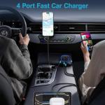Multi 4 Ports Fast Car Charger Adapter Auto Vehicle Plug - USB C & USB A Quick Charging - Cigarette Lighter Cell Phone Automobile Charger for iPhone 17 Pro Max Air 16e 16 15 14 13 12 11, Samsung