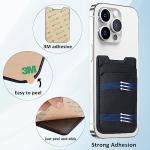 2Pack Phone Wallet Stick on, Card Holder for Back of Phone Case, Leather Credit Card Holder for Cell Phone Sticky Wallet Double Pocket Sticker for iPhone, Android, Samsung-Black