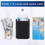 2Pack Phone Wallet Stick on, Card Holder for Back of Phone Case, Leather Credit Card Holder for Cell Phone Sticky Wallet Double Pocket Sticker for iPhone, Android, Samsung-Black