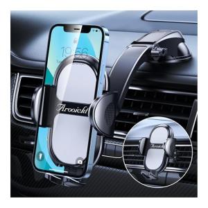 Phone Holder for Car, Universal Car Phone Holder for Dashboard/Windscreen/Air Vent, Upgraded Suction & Clip, 360° Rotation, One Button Release for iPhone, Samsung, All 4.0''-7.0'' Smartphones