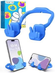 Cell Phone Stand Gifts for Teens Boys Girls Kids: Upgrade Adjustable Peace Sign Thumbs Lazy Cell Phone Holder for Desk Cool Gadgets for iPhone Birthday Gifts for Women Men Teenager Adults Wife (Blue)