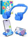 Cell Phone Stand Gifts for Teens Boys Girls Kids: Upgrade Adjustable Peace Sign Thumbs Lazy Cell Phone Holder for Desk Cool Gadgets for iPhone Birthday Gifts for Women Men Teenager Adults Wife (Blue)