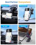 Phone Holder for Car, Universal Car Phone Holder for Dashboard/Windscreen/Air Vent, Upgraded Suction & Clip, 360° Rotation, One Button Release for iPhone, Samsung, All 4.0''-7.0'' Smartphones