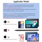 Stylus Pen for Android Tablet, Pom Tip Tablet Pencil for ios/Android,Rechargeable Active Stylus Pen for iPhone /Samsung/XiaoMi/Huawei/Vivo/Lenovo and Other Android Smartphones and Tablets-Black