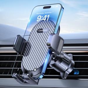 Coolpow Phone Holders for Your Car Vent Phone Mount for Car【Smallest & Wider Clamp & Metal Hook】Air Vent Phone Holder for Car Phone Holder Vent Cell Phone Stand for iPhone Samsung Android Smartphones