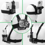 KINGKI Mobile Phone Chest Strap Harness Mount Head Strap Holder Kit for POV/VLOG,Cell Phone Clip Compatible with iPhone,Samsung,GoPro Hero 12, 11,10, 9, 8, AKASO,DJI Osmo,and Action Cameras…