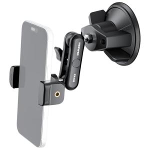 NEEWER Phone Holder for Your Car, 360° Rotating Vacuum Suction Cup Metal Cell Phone Mount Magic Arm Compatible with iPhone Samsung for UTV Windshield Skylight Glass Navigation Video Recording, PA136
