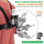 KINGKI Mobile Phone Chest Strap Harness Mount Head Strap Holder Kit for POV/VLOG,Cell Phone Clip Compatible with iPhone,Samsung,GoPro Hero 12, 11,10, 9, 8, AKASO,DJI Osmo,and Action Cameras…