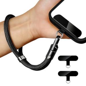 Adjustable Phone Lanyard Wrist Strap Anti Theft with 2 Tether Tabs,360° Rotation, Universal Phone Case Wrist Strap for iPhone 16/Pro and Most Smartphones, Cell Lanyard for Travel Women & Men Black