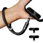 Adjustable Phone Lanyard Wrist Strap Anti Theft with 2 Tether Tabs,360° Rotation, Universal Phone Case Wrist Strap for iPhone 16/Pro and Most Smartphones, Cell Lanyard for Travel Women & Men Black