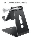 OMOTON Adjustable Cell Phone Stand, C2 Aluminum Desktop Phone Holder Dock Compatible with iPhone 15 14 13 Xs XR 8 Plus 7 6, Samsung Galaxy, Google Pixel, Android Phones, Black