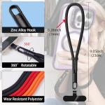 Adjustable Phone Lanyard Wrist Strap Anti Theft with 2 Tether Tabs,360° Rotation, Universal Phone Case Wrist Strap for iPhone 16/Pro and Most Smartphones, Cell Lanyard for Travel Women & Men Black