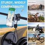 Bike Phone Mount Holder, Motorcycle Phone Mount for Scooter, Mountain, Dirt Bike, Stroller and Motorcycle, 360°Rotate Handlebar Phone Holder Compatible with iPhone & Android Smartphones from 4.7-7.2''