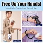 Adjustable Phone Lanyard Wrist Strap Anti Theft with 2 Tether Tabs,360° Rotation, Universal Phone Case Wrist Strap for iPhone 16/Pro and Most Smartphones, Cell Lanyard for Travel Women & Men Black